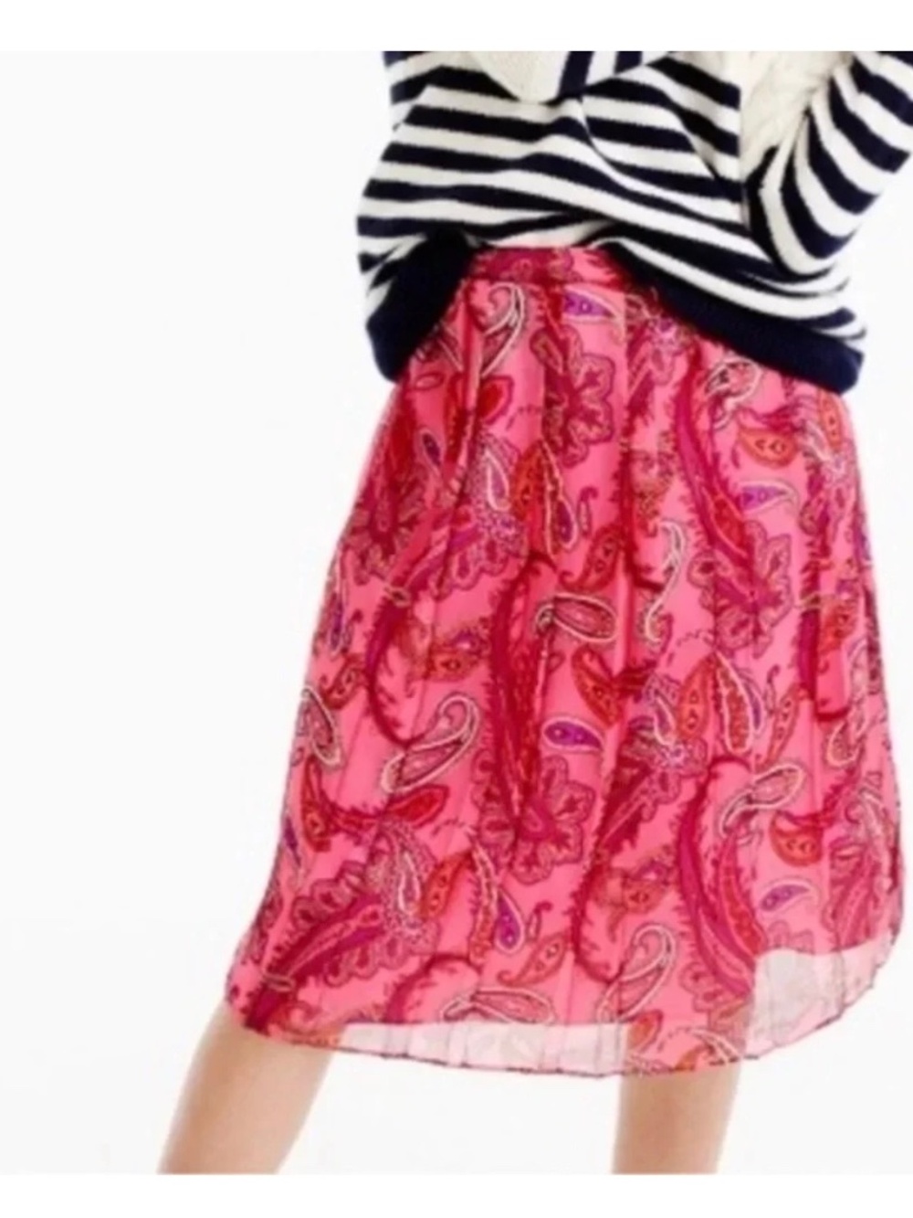 J. Crew 100% Silk Pink Paisley Chiffon Skirt